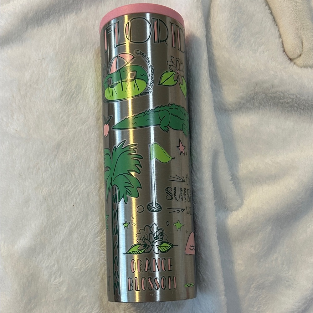 Starbucks Florida Been There Stainless Steel 16oz Travel Tumbler With Pink Lid